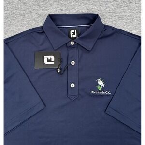 Footjoy Polo Shirt Mens Large Blue Lisle Performance Stretch Oceanside Golf Club